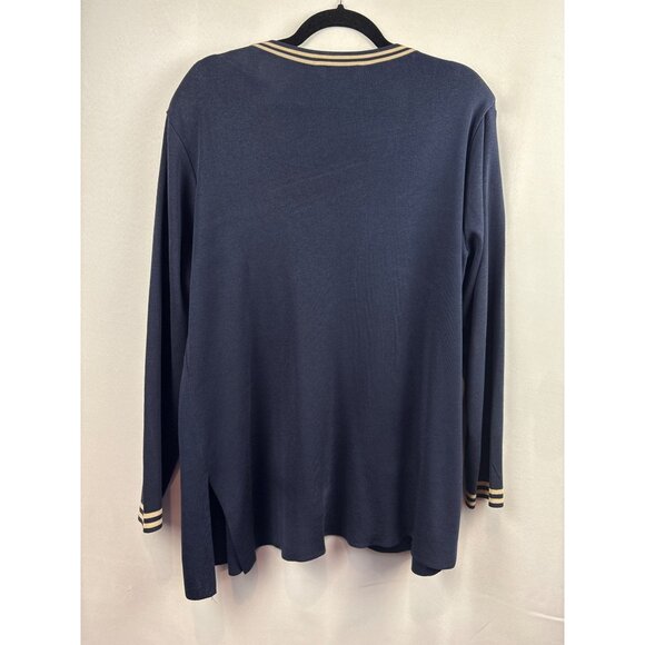 Women’s Howard Wolf Escape Size Large Navy Blue Long Sleeve Sweater with Cream S - Picture 5 of 5